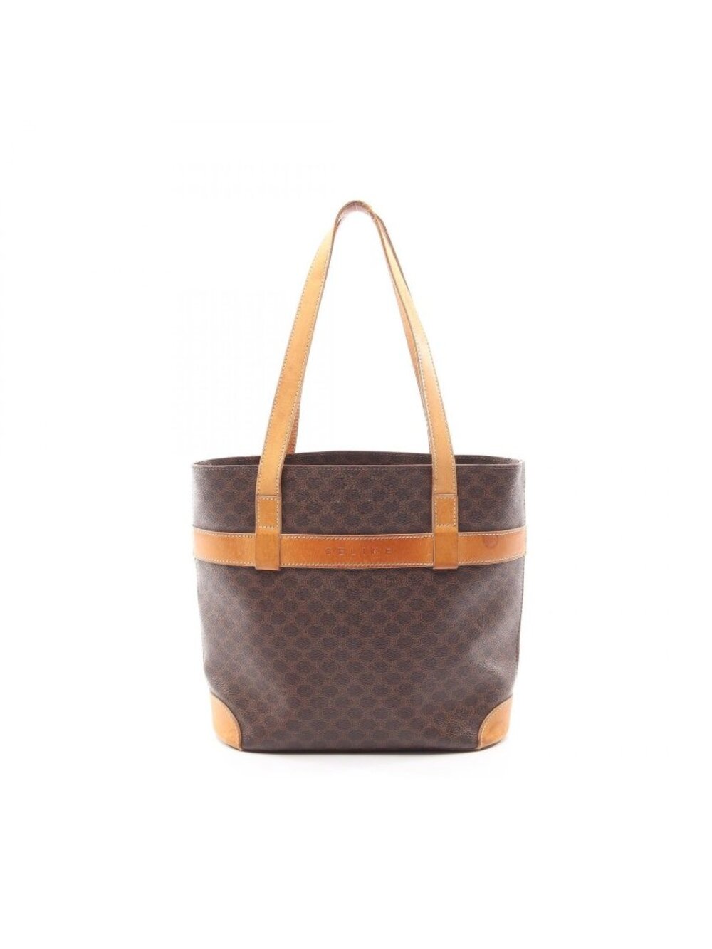 Celine Tote Bag Macadam Brown Canvas Leather